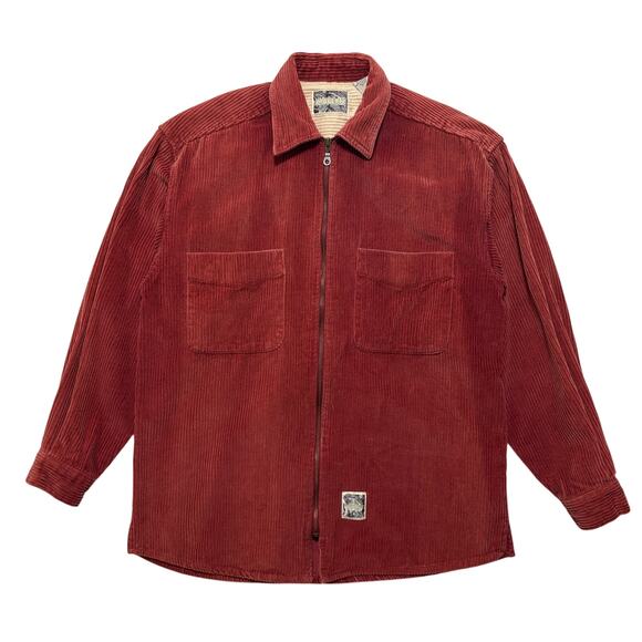 VTG 90's Wide Wale Corduroy Full Zip Jacket Red M - Picture 1 of 4
